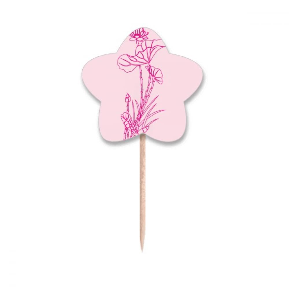 Cure-dents fleur de lotus et pics drapeaux pour decoration de cupcakes