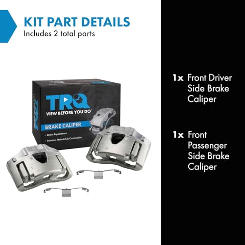 Image of TRQ Front Brake Caliper Set Zinc Coated Brackets Hardware Compatible with 2003-2014 Volvo XC90