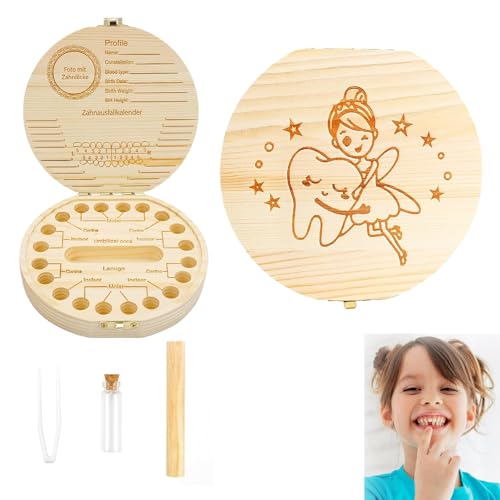 Boîte À Dents De Lait, Boîte De Rangement Cadeau Pour Enfants Bois De Souvenir Cadeau De Naissance Dents De Lait De Rangement Pour Dents De Bébé Jolis De Fée Des...