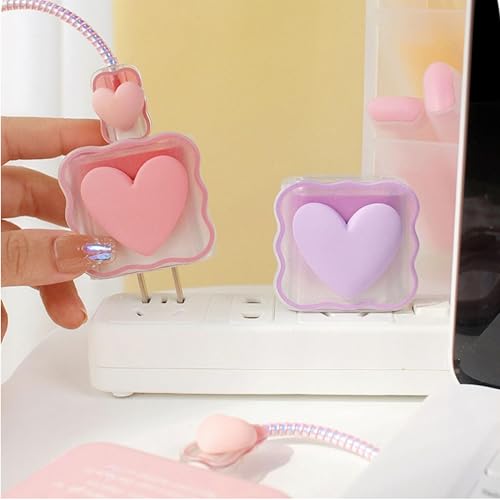Image of Like Star Charger Protection Cover 4 in 1, Compatible for iPhone Charger only 18W & 20W, Spiral Cable Protector for Charging Cable, Charger Protector with 3D Design