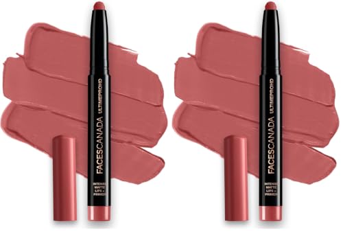 Image of FACES CANADA Ultime Pro HD Intense Matte Lipstick + Primer - Tea Rose (Nude), 1.4g | 9HR Long Stay | Flawless HD Matte Finish | Intense Color | Lightweight | Smooth Glide | Primer Infused (Pack of 2)
