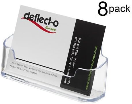8 Pack Clear Plastic Business Card Holder Display Office Business Card Holder Business Card Desk Holder, Fits 30-50 Business Cards