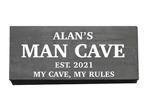 Personalised Man Cave Sign, Wooden Man Cave Plaque, Est. Year My Cave My Rules