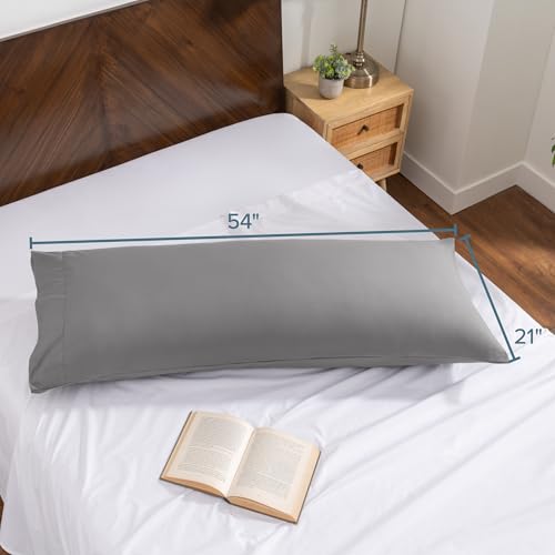 Image of Bare Home Microfiber Body Pillow Cover - Ultra Soft & Cooling - Double Brushed - Envelope Closure - Easy Care (21''x54'' Body Pillow Cover, Light Grey)