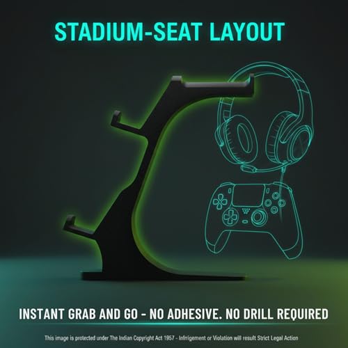 Image of Double Controller Stand for Desk, Controller Holder, Compatible with Xbox Ps5 Controller Stand | Gamepad & Gaming PS5 Setup Accessory | Compatible with Xbox ONE, PS5, PS4, PC (Black)