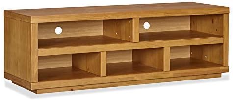MUSEHOMEINC Rustic Wood TV Stand with 5 Storage Shelf/Modern Entertainment Center Console/TV Sides Up to 65 Inch/Video Components, Oak Finish