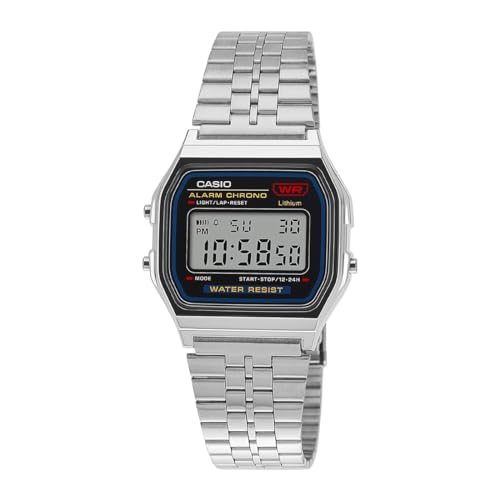 Image of Casio Unisex Vintage A159W-N1DF Black Digital Dial Silver Stainless Steel Band D339