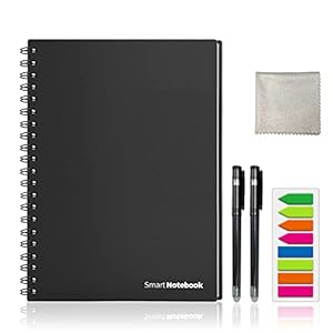 HOMESTEC Reusable Smart Notebook – A4, Black, 6 Page Styles, Endlessly Reusable Note Pad, 2 Pen, Self-Stick Notes and…