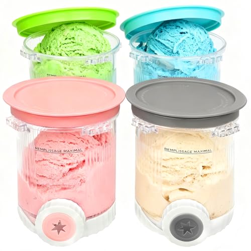 JEKAVA Für 4 Stück Ninja Swirl Creami Behälter 480 ml Eisbehälter für NC700 NC701EU Serie Eiscreme Behälte mit Swirl für Ninja Swirl Eismaschine Spülmaschinenfest BPA-frei