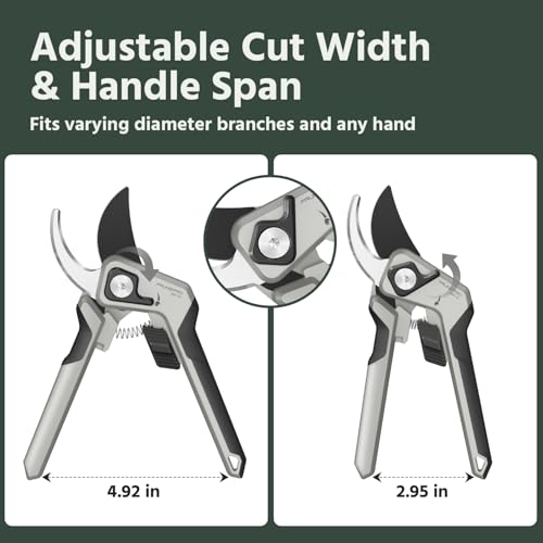 Image of PrunePro Pruning Shears for Gardening Professional Bypass Hand Pruner Up to 1 Inch Cut Capacity Sharp Stainless Steel Blade Garden Scissors Plant Flower Garden Clipper Grey 1 Pack
