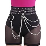 Punk Schwarzes Leder Taillenkette, Lederlänge beträgt 225 cm, geeignet für die meisten Mädchen und Frauen, es gibt viele kleine Löcher am Gürtel, die Enge kann an Ihren Körpertyp angepasst werden und der Hüftgurt kann frei eingestellt werden. Modische Accessoires für Frauen lassen Sie charmanter und einzigartiger aussehen.