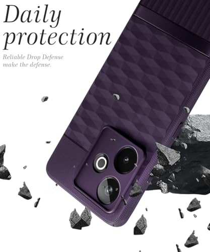 Image of WOW IMAGINE Back Cover for Realme GT 7 5G | Realme GT 7T 5G with Hexa Cube Design | Ultra Slim Soft Rubberised Case | Inner Velvet Fabric | Matte Silicone Mobile Case | Camera Protection - Plum Purple