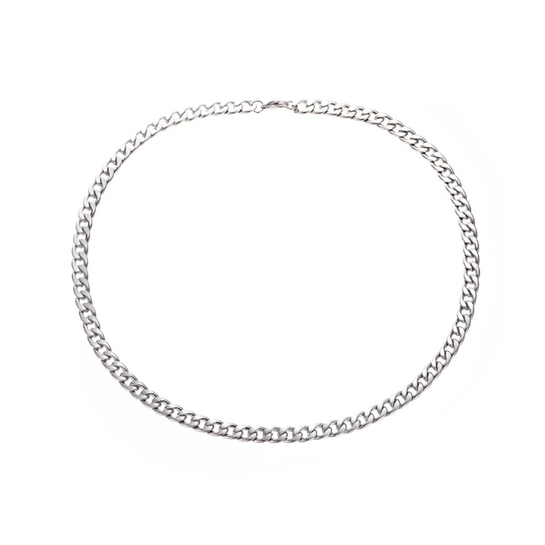 ZCSOWECollar Hombre de Acero Inoxidable Cadena Cubana, Cadena de Eslabones de Cubana Inoxidable Tendencia De Acero (7mm/50 cm, plata)