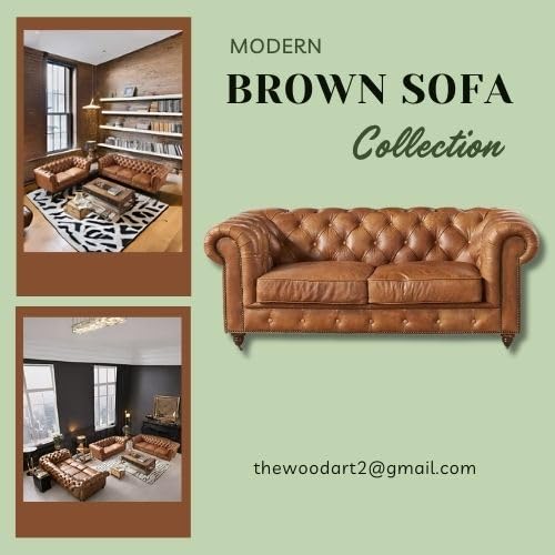 Image of A to Z Furniture Classic 3+2=5 Seater Sofa Set Luxury Chesterfield Leatherette Sofa in for Home Living Room & Office (Brwon) - 3, Brown