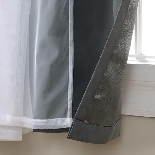 Exclusive Home Curtains Catarina Woven Blackout Grommet Top Panel Pair, Black Pearl, 52x63, 2 Piece, W 52" x L 63" (2 Panels) - Image 2