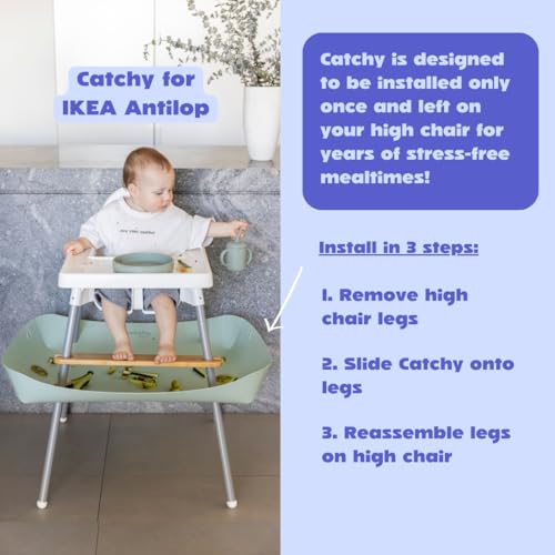 Image of CATCHY -Food Catcher-Compatible with IKEA Antilop High Chair + 12 Other High Chairs- Highchair Sold Separately -Baby & Toddler Food & Mess Catcher-Premium Linen Inspired - Under High Chair Accessory | High Chair Food Catcher - High Chair Sold Separately - Baby & Toddler Food & Mess Catcher - Under High Chair Accessory