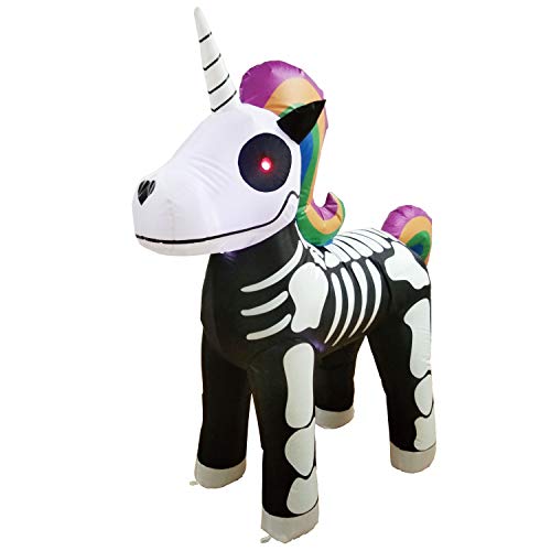 Joiedomi Halloween 4.8 FT Inflatable Skeleton Unicorn with Build-in LEDs Blow Up Inflatables for Halloween Party Indoor, Outdoor, Yard, Garden, Lawn Decoration
