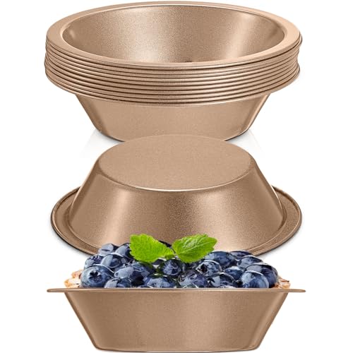 Gandeer 8 Pcs Mini Pie Tins 4-inch Reusable Small Pie Pan Nonstick, Pan Dish for Baking Carbon Steel Pizza Nonstick Plate Bakeware Oven Air Fryer Cake Bread Meat Cake Dessert