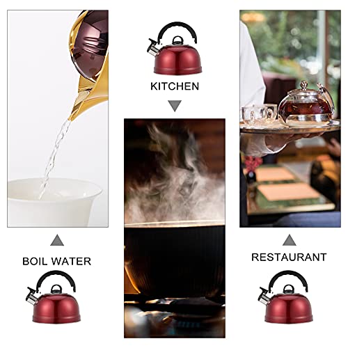 DOITOOL 1. 2L estufa superior silbando té hervidor de acero inoxidable de ebullición rápida agua tetera de sonido con… - Imagen 6