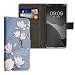 Produktbild kwmobile Wallet Case kompatibel mit Motorola Edge 30 Neo - Hülle mit Ständer Kartenfächer Magnolien Taupe Weiß Blaugrau