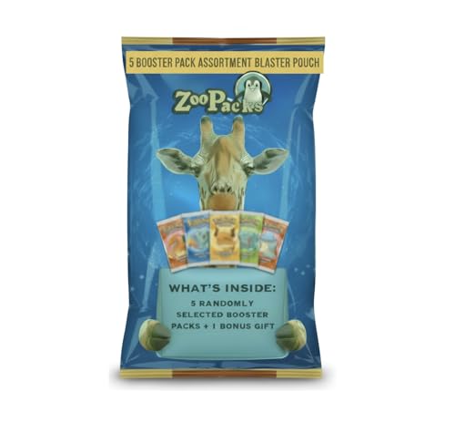 Zoo Packs 5 Booster Pack Assortment Blaster Pouch | 5 Booster Packs + 1 Bonus Item | Compatible with Pokemon Cards