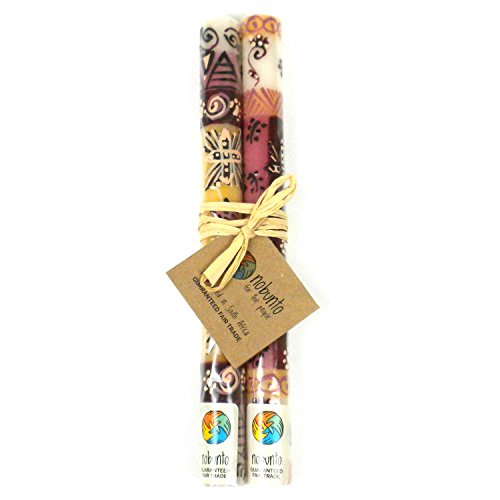 Global Crafts Pair Of Hand-Painted Candles In African Designs (Halisi) #TOP16