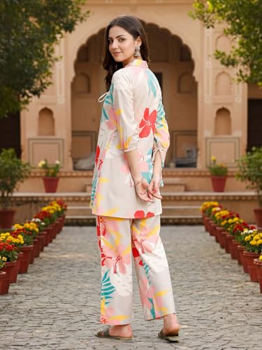 Image of Leriya Fashion Kurta Sets for Woman | Co ord Set for Women Stylish | Kurti Set for Woman | Short Kurti for Women | Kurtis | Ethnic Jaipuri Straight Kurta Set with Palazzo Pants | Salwar Suit for Party Outfits