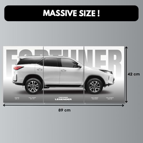 Image of Fortuner Poster Split Design Car Posters | Fortuner Legender 3 A3 Sized Cars Poster for Wall | Toyota Legender Large Size (89 x 42 cm) Wall Decor | Toyota Car Posters for Room | Mafia SUV (B 038)