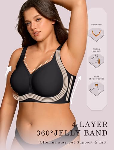 Image of OEAK Womens Wireless Jelly Bras Plus Size Support Push Up Comfortable Bra | no underwire,full coverage,for large breast,minimizer bra,seamless,tshirt bras,everyday bra