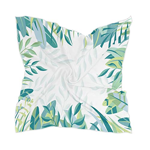 Susiyo G277666752P265C302S508 Green Leaves Frame Square Scarves Silk Scarf Kerchief Hair Headscarves Neckerchief cover