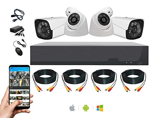 4CH HD DVR Videovigilancia Hogar CCTV Kits de Seguridad 4 Sistema de Cámara 2 Exterior 2 Interior Completo CCTV Bundle para el Hogar