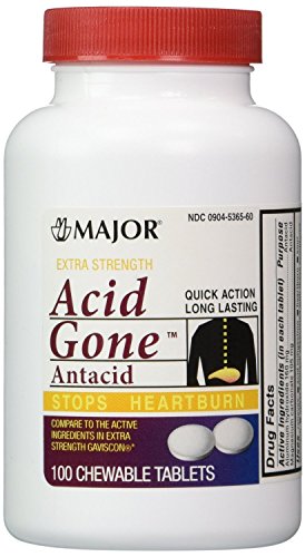 Acid Gone Antacid Chewable Generic For Gaviscon Extra Strength Chewable Tablets 100 Ct. Per Bottle Pack Of 6 Bottles Total 600 Tablets #TOP1