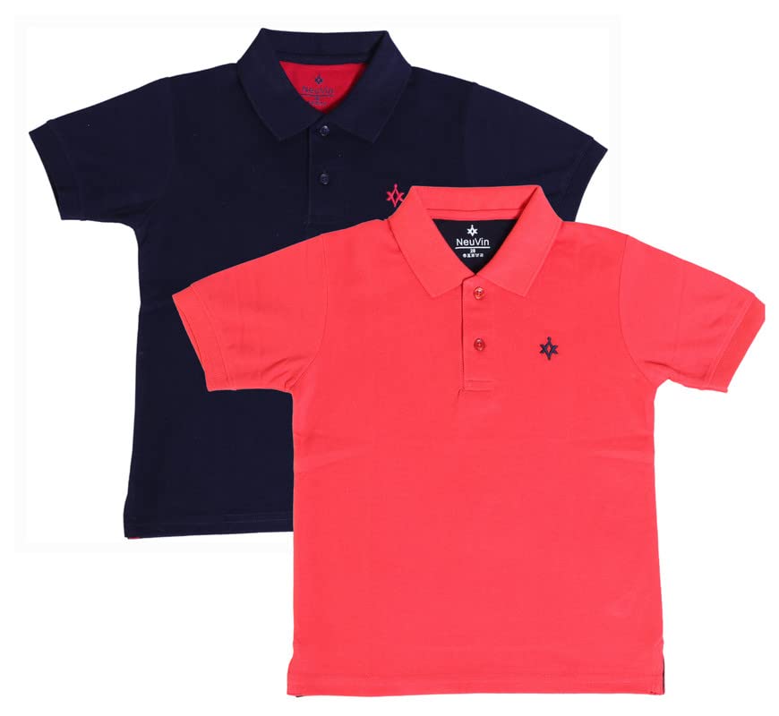 Image of Kids Polo T-Shirt for Boys - Cotton Matty Fabric, Comfortable Fit, Stylish Everyday Wear(Pack of 2)