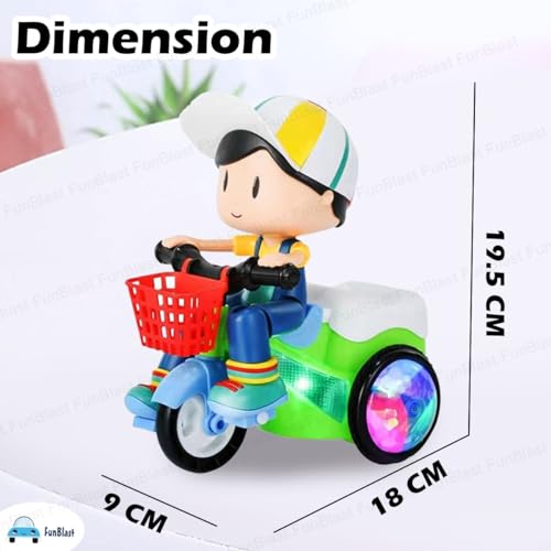 Image of FunBlast Stunt Bicycle Toys - Bump & Go Vehicle Toy with Sound & Flashing Light | Tricycles Toys for Kids (Without Battery)