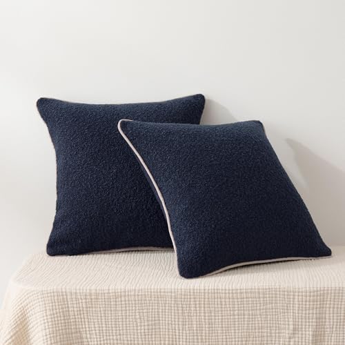 Image of Amazon Basics Boucle Throw Pillow Covers for Couch, Living Room, Home Decor with Hidden Zipper, Blue, 18x18in, Pack of 2