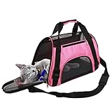 PKKAJLYT Pet Carrier Bag, Cat Travel Portable Bag Home, Airline Approved Duffle Bags, for Little Dogs, Cats and Puppies, Small Animals (Small, Pink)