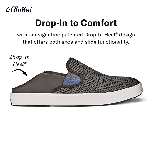 Olukai Lae'ahi Men's Slip On Sneakers, Lightweight Barefoot Feel & Breathable Mesh, Water Resistant Heel & Wet Grip Rubber Soles, Removable Gel Insert, Pavement/Pavement, 10.5 #TOP3