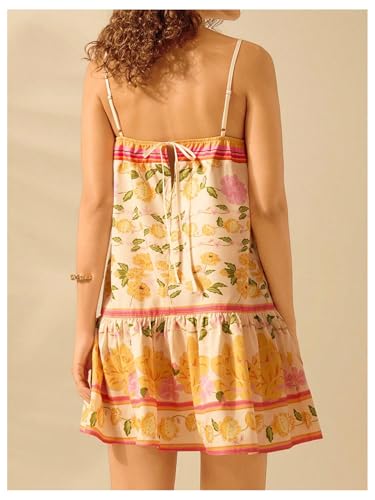 Image of SHENHE Women's Floral Sundress Ruffle Hem Spaghetti Strap Loose Flowy Boho Cami Dress