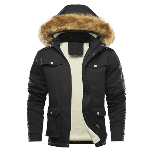 Veste moto homme en cuir PU noir mat avec capuche amovible pour hiver