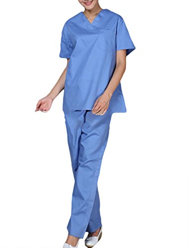 PICTURESQUE Uniforme Médico Ropa Quirúrgica de Manga Corta Bata Médico Laboratorio Enfermera Sanitaria Unisex