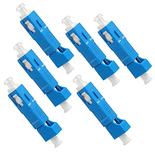 Moocci 6PC LC Female to SC Male Hybrid Flange Singlemode 9/125 SM Optical Fiber Adapter Connector for Digital Communication Optical Equipment Tool