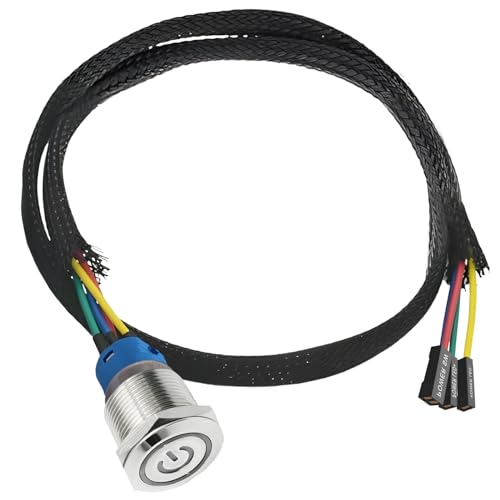 60cm PC Power Button, Gehäuseschalter-Host-Metalltaste, Computer Switch, PC Power Schalter Kabel...