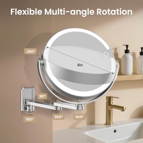 Espejo de maquillaje FRANO de pared con luces y brazo extensible miniatura 2