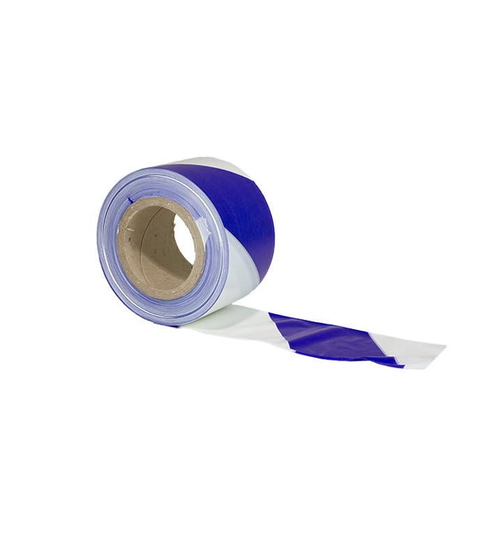 EberSign | Cinta de Balizamiento Azul/Blanca POLICIA LOCAL 8cm x 100m Galga 300 – Pack 5 Rollos, Cinta de Balizamiento NO Adhesiva