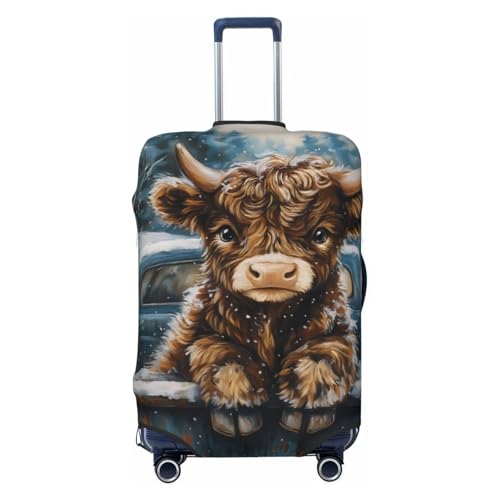 Cute Cow Winter Suitcase Cover Fashion Luggage Covers Anti-Scratch Elastic Lightweight Protector For Travel Outdoor Small