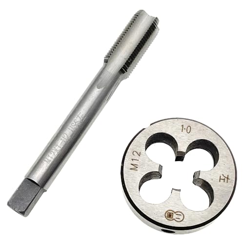 M12 x 1 Tap Die Set LH Left Hand M12x1 Tap & Die Threading Milling Straight Fluted Machine, M12x1 Thread Tap Set Round Die Left Hand M12 x 1 Tap and Die LH