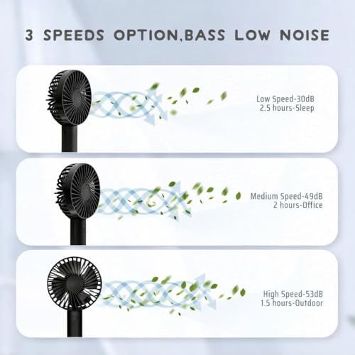Image of One94Store Portable Mini Fan Black, USB Rechargeable Handheld Fan High Speed Personal Cooling Small Desk Table Fan with Stand for Home Office Travel Outdoor