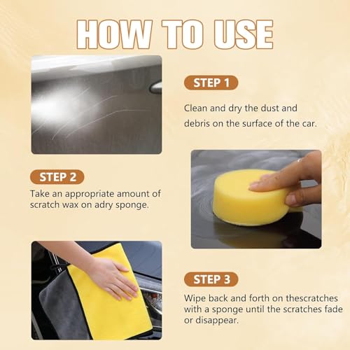 Image of Car Scratch Remover Wax Kit with Dent Puller & Foam Applicator | Car Scratch Repair Polish Compound for Light Scratches, Swirl Marks & Scuffs | Paint Restorer for All Car Colors