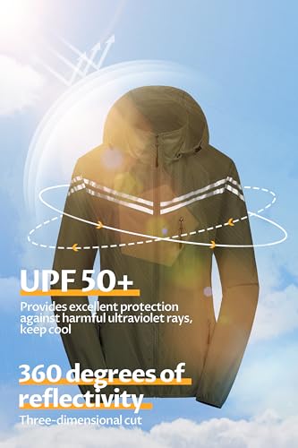 Image of CREATMO US Women's Sun Jackets Lightweight Packable Shirts UPF 50+ Hoodie Reflective Cycling Jacket With Detachable Hood