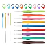 9PCS Ergonomic Crochet Hooks Set by Flickzo – Aluminum Crochet Hook Set with Soft Silicone Handles (2-6mm), Crochet Kit for Beginners with Crochet Tools & Knitting Accessories
